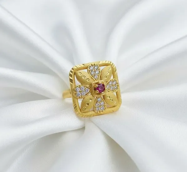 Balaji_Gold_Royal_Layered_Petal_Ring_–_22K_Matte_Gold_with_Ruby_&_Zirconia_Bloom_for_Women