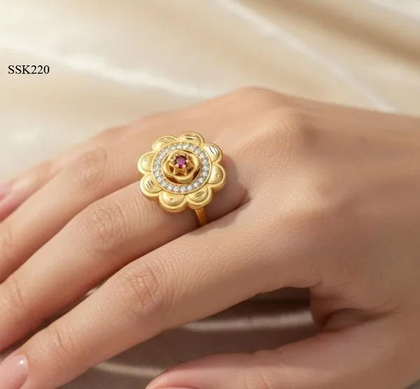 Balaji_Gold_Royal_Tiered_Floral_Statement_Ring_–_22K_Matte_Gold_with_Ruby_Center