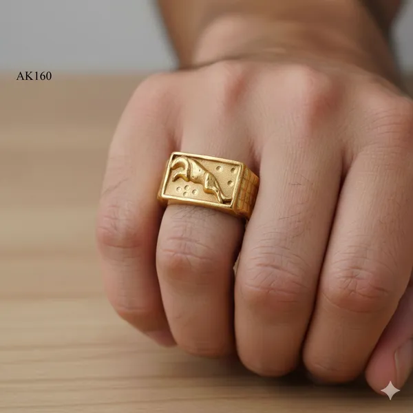 Balaji_gold_Men’s_Matte_Gold_Animal_Motif_Signet_Ring
