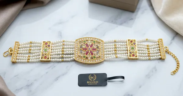 Balaji_Gold_Multicolour_Rajasthani_Royal_Pearl_&_Kundan_Bracelet_For_Women