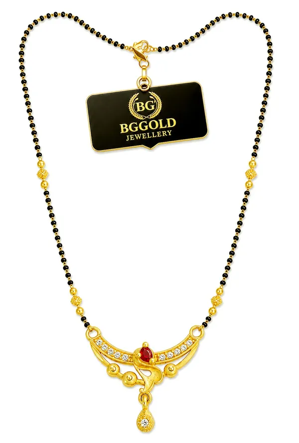 Elegant_Gold-Plated_Black_Beaded_Mangalsutra_with_Ruby_and_White_Stone_Pendant