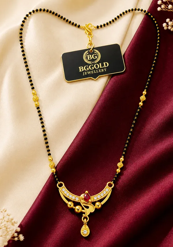 Elegant_Gold-Plated_Black_Beaded_Mangalsutra_with_Ruby_and_White_Stone_Pendant