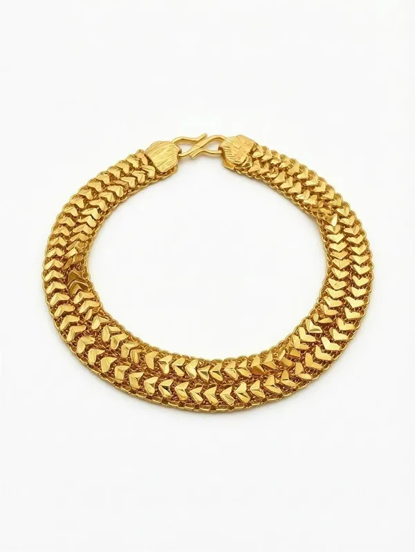 Elegant_Triple-Row_Textured_Gold-Plated_Unisex_Bracelet