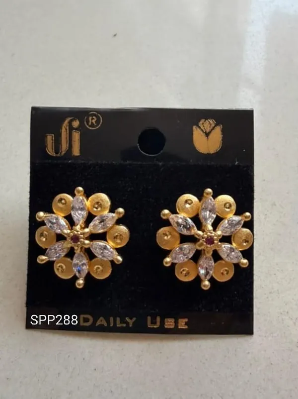 Gold_Finish_Floral_Ruby_&_CZ_Stud_Earrings