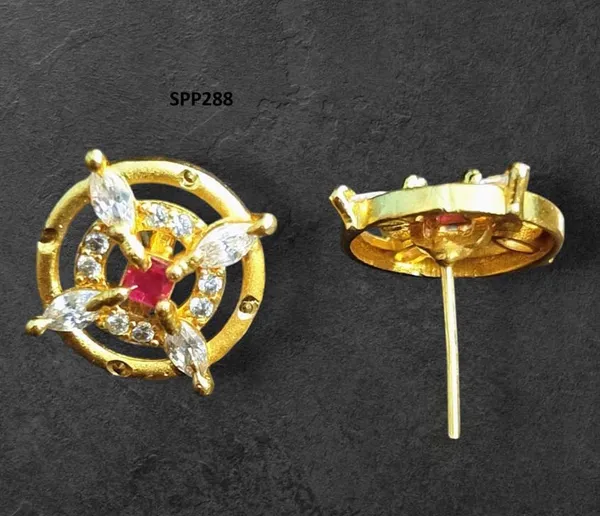 Gold_Finish_Floral_Ruby_&_CZ_Stud_Earrings