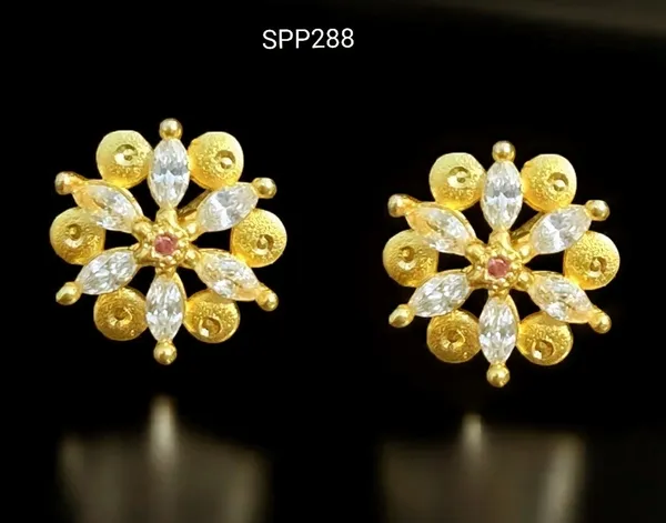 Gold_Finish_Floral_Ruby_&_CZ_Stud_Earrings
