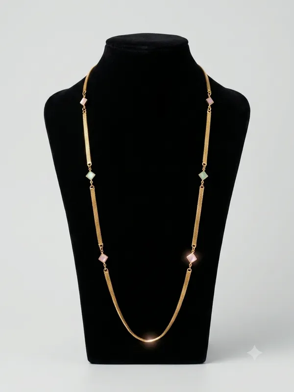 Golden_Mesh_Chain_Long_Necklace_with_Square_Pastel_Stone_Stations