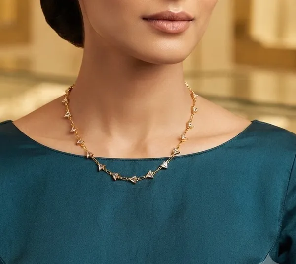 Golden_Triangular_CZ_Station_Chain_Necklace