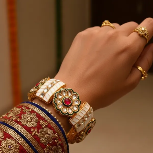 Balaji_Gold_Multicolour_Royal_Kundan_&_Ruby_Floral_Designer_Bangles_For_Women