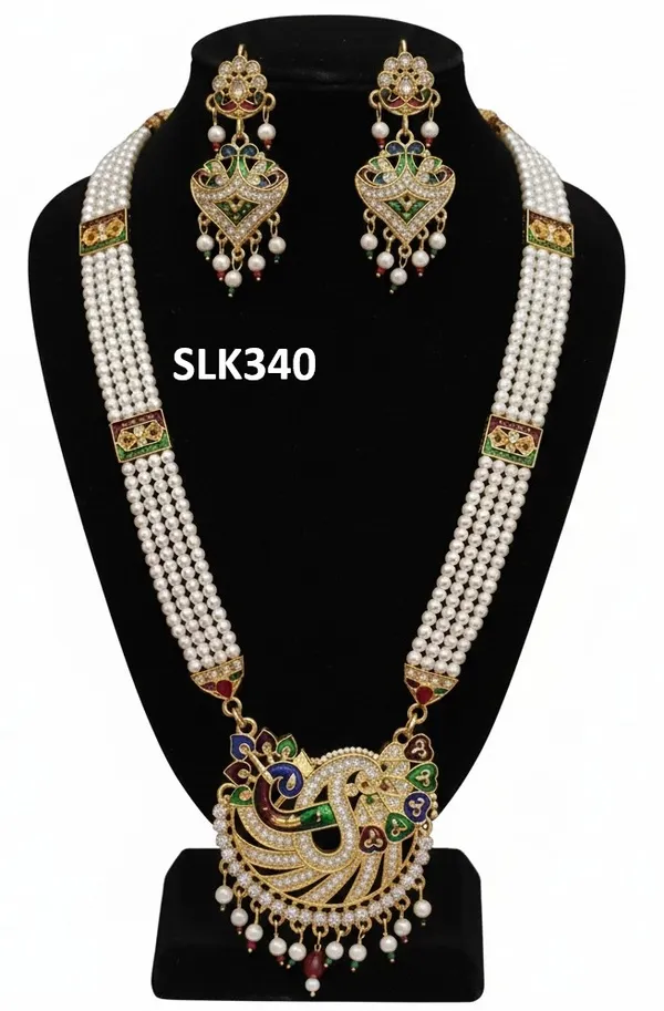 Rajasthani_Peacock_Motif_Pearl_Kundan_Long_Necklace_Set