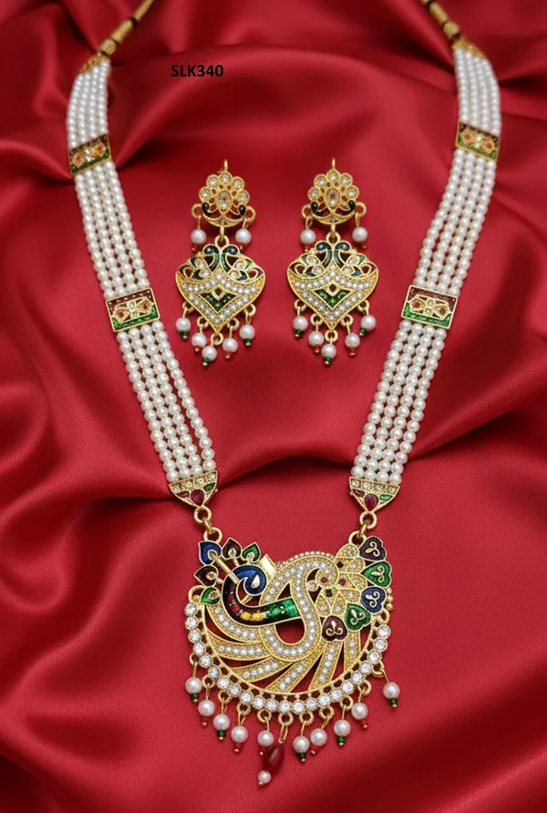 Rajasthani_Peacock_Motif_Pearl_Kundan_Long_Necklace_Set