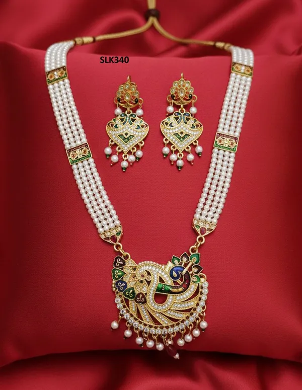 Rajasthani_Peacock_Motif_Pearl_Kundan_Long_Necklace_Set
