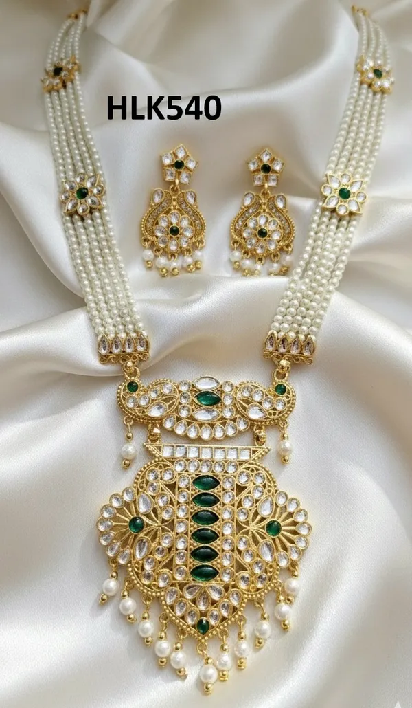 Balaji_Gold_Royal_Rajasthani_Kundan_Pearl_Necklace_Set_with_Green_Stones_For_Women
