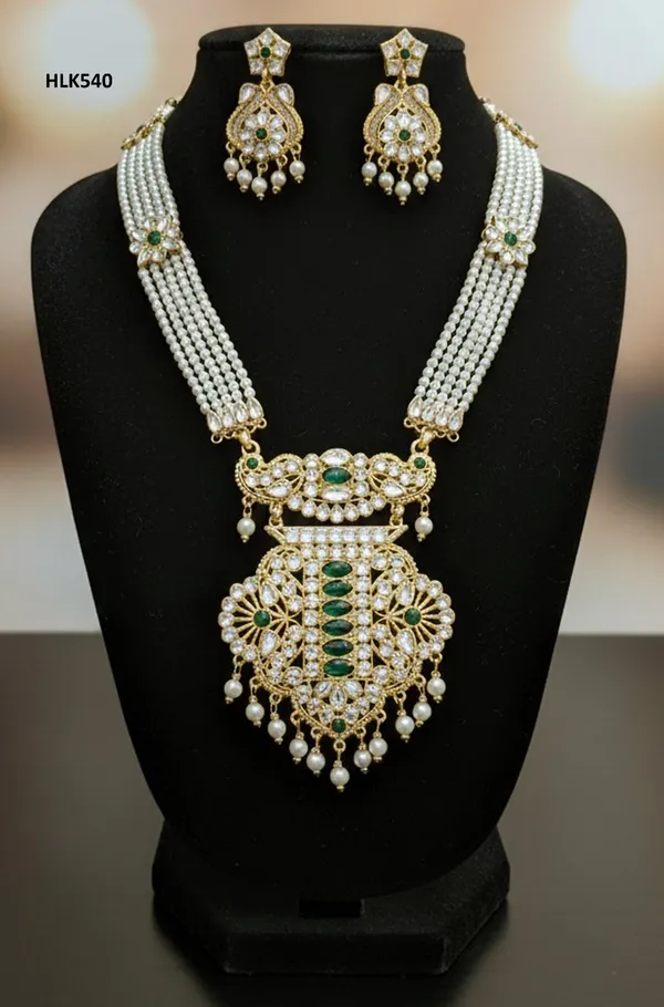 Balaji_Gold_Royal_Rajasthani_Kundan_Pearl_Necklace_Set_with_Green_Stones_For_Women