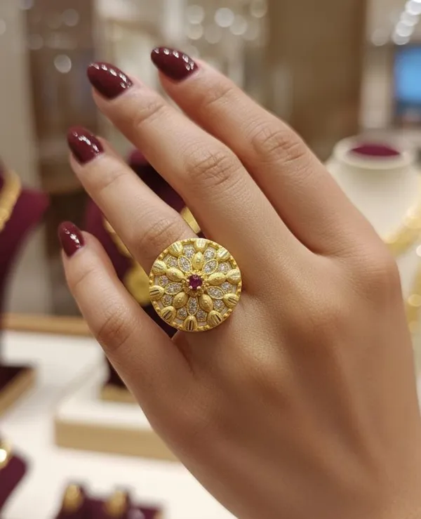 Royal_Scalloped_Bloom_Ring_–_22K_Matte_Gold_plated_with_Ruby_&_Zirconia_Petals