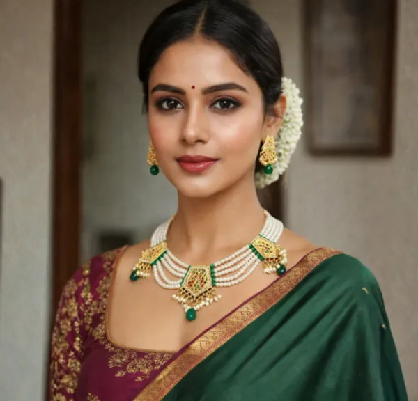 Balaji_Gold_Multicolour_Elegant_Kundan_&_Pearl_Choker_Necklace_Set_With_Earrings_For_Women