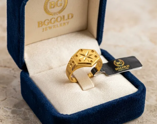 Balaji_Gold_Golden_Premium_Hexagon_Engraved_Men's_Finger_Ring_For_Men