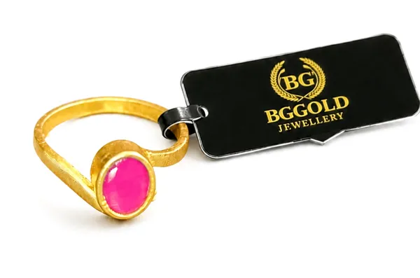 legant_Gold_Plated_Oval_Pink_Stone_Adjustable_Statement_Ring