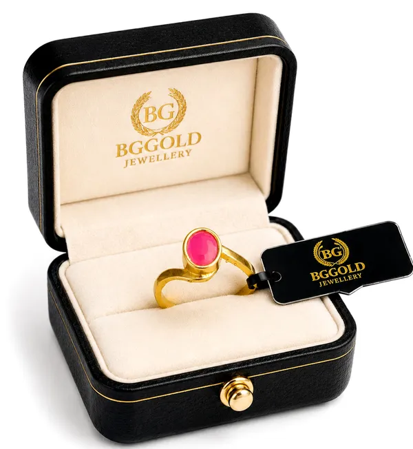 legant_Gold_Plated_Oval_Pink_Stone_Adjustable_Statement_Ring