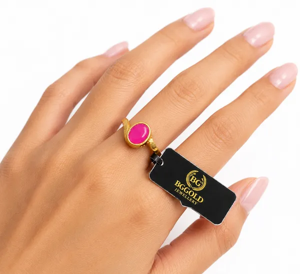 legant_Gold_Plated_Oval_Pink_Stone_Adjustable_Statement_Ring