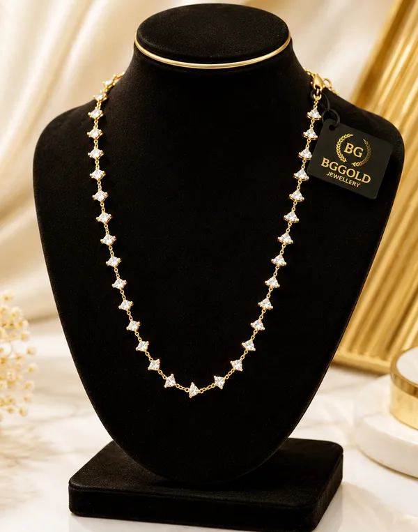 Golden_Triangular_CZ_Station_Chain_Necklace