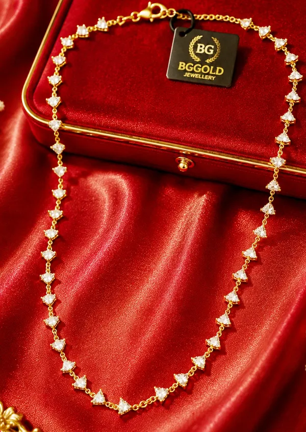 Golden_Triangular_CZ_Station_Chain_Necklace