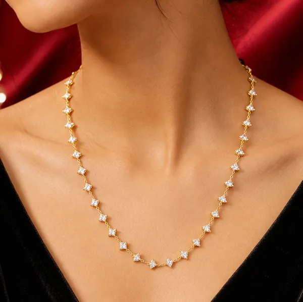 Golden_Triangular_CZ_Station_Chain_Necklace