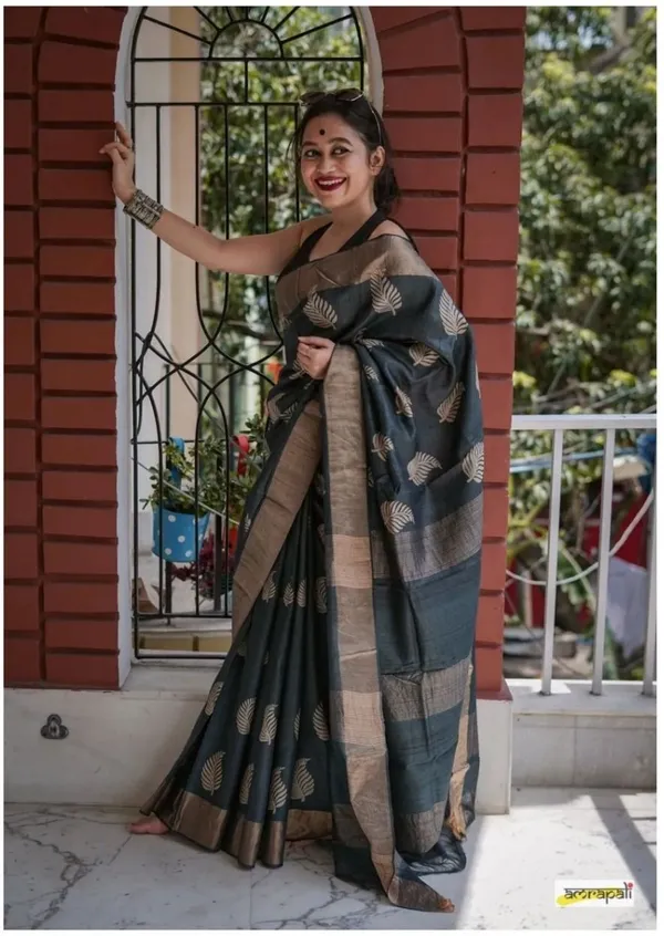 Black_Cotton_Linen_Self_Design_Woven_Saree_For_Women