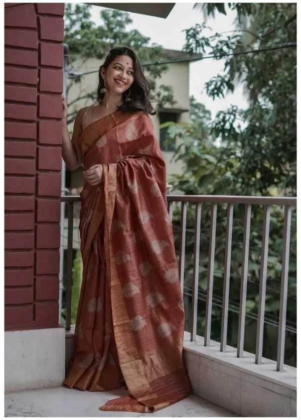 Brown_Cotton_Linen_Self_Design_Woven_Saree_For_Women