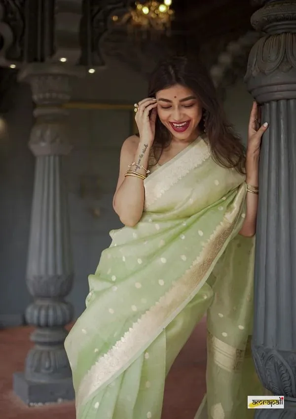 Green_Cotton_Linen_Self_Design_Banarasi_Saree_For_Women