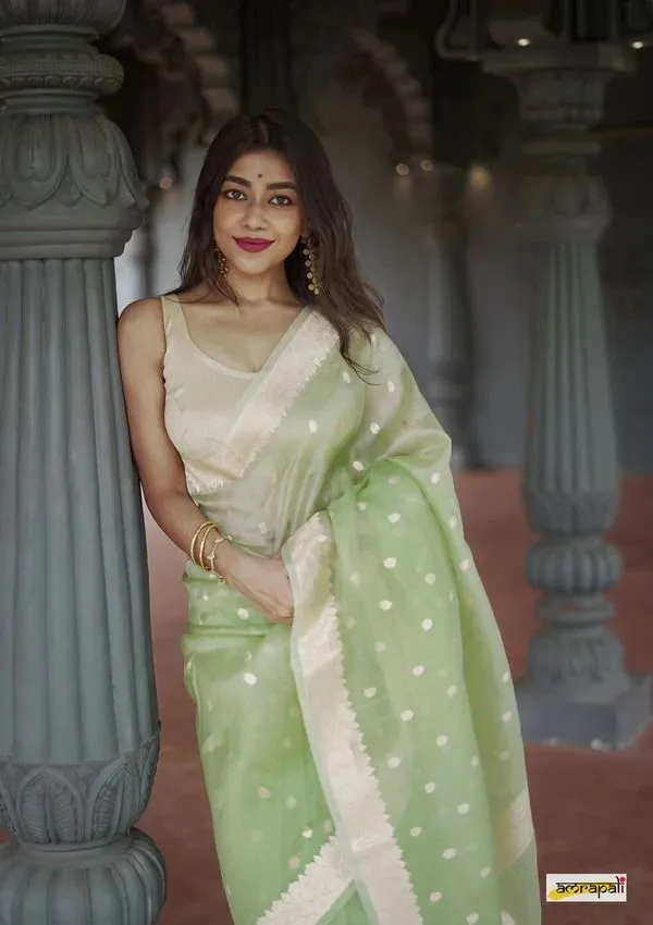 Green_Cotton_Linen_Self_Design_Banarasi_Saree_For_Women