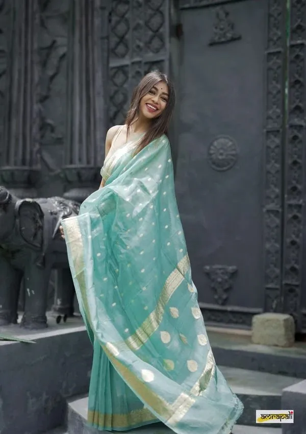 Blue_&_Gold_Cotton_Linen_Self_Design_Banarasi_Saree_For_Women