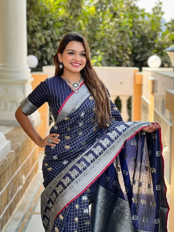 Blue_&_Silver_Jacquard_Self_Design_Banarasi_Saree_For_Women