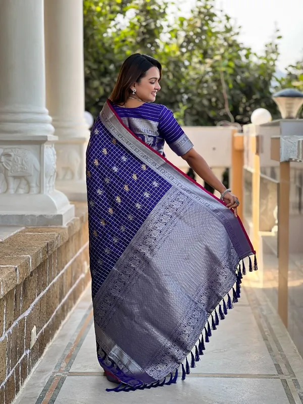 Blue_&_Silver_Jacquard_Self_Design_Banarasi_Saree_For_Women