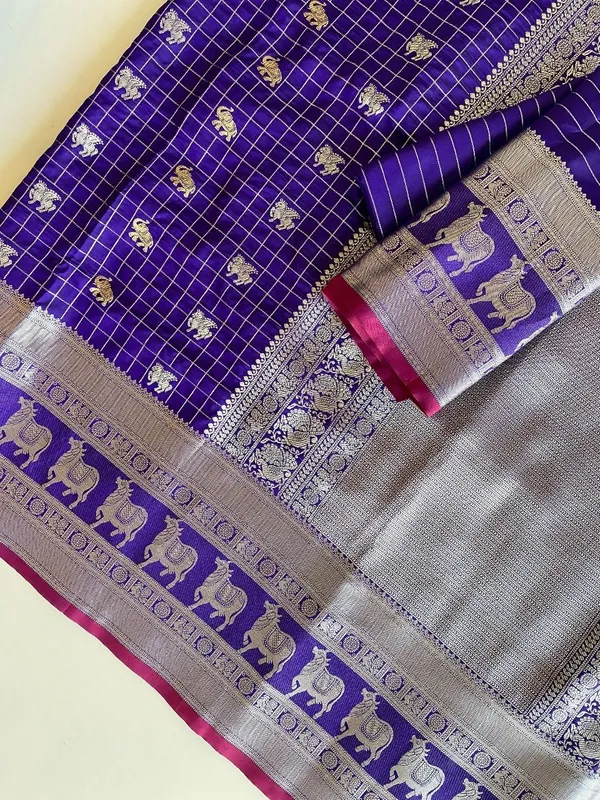 Blue_&_Silver_Jacquard_Self_Design_Banarasi_Saree_For_Women