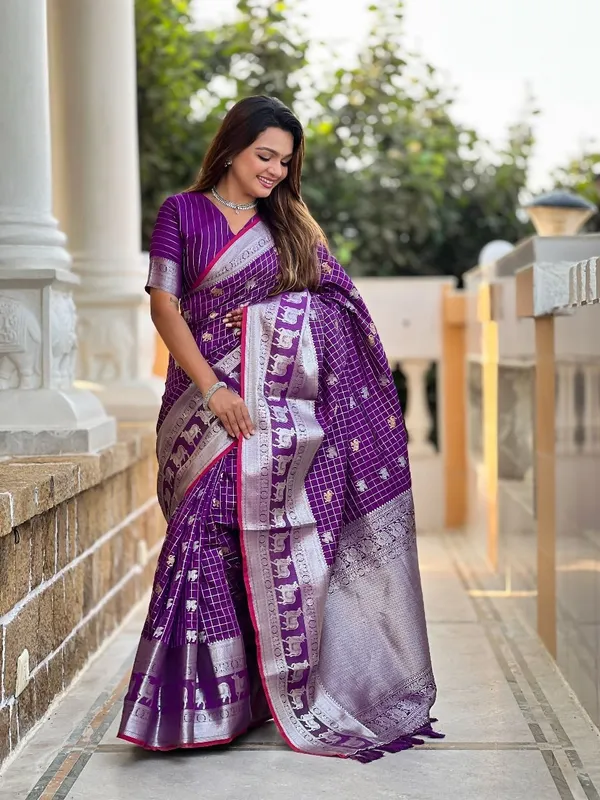 Purple_&_Silver_Jacquard_Self_Design_Banarasi_Saree_For_Women