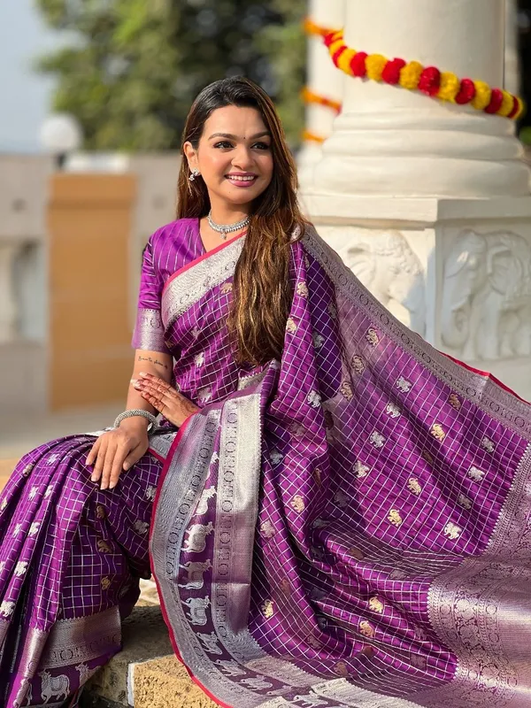 Purple_&_Silver_Jacquard_Self_Design_Banarasi_Saree_For_Women