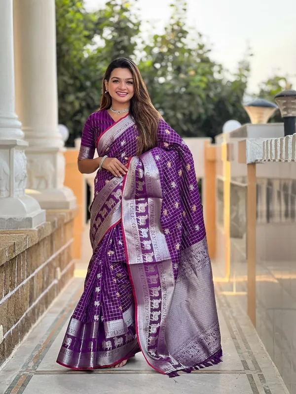 Purple_&_Silver_Jacquard_Self_Design_Banarasi_Saree_For_Women