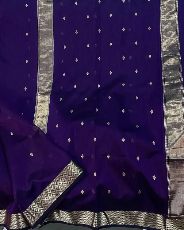 Purple_&_Gold_Cotton_Blend_Self_Design_Bollywood_Saree_For_Women