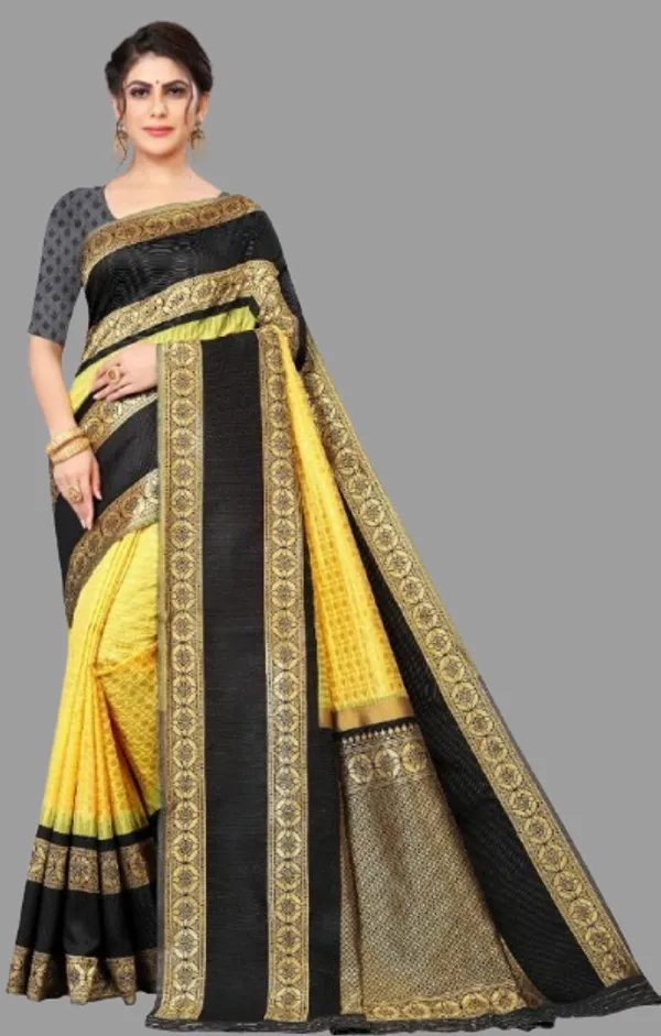 Black_&_Yellow_Jacquard_Woven_Banarasi_Saree_For_Women