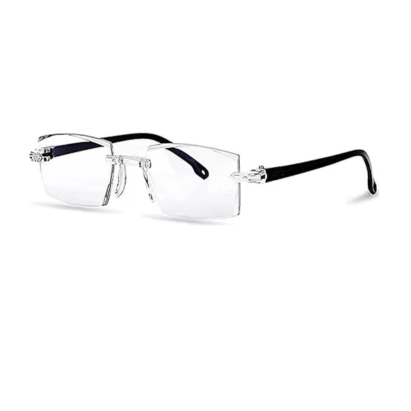 SEE_WORLD_-_BLACK_Rimless_Frame_Blue_Cut_Reading_Eyeglasses_With_Case_And_Cleaning_Cloth