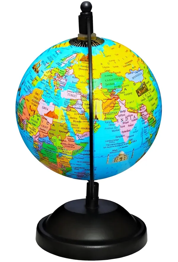 SEE_WORLD_-_Black_Metallic_Steel_Arc_And_Base_Globe_|_8_Inch_Height,_5_Inch_Diameter_|_Multicolor_Monuments_Map,_Ocean_For_Kids_School_College_Home_Offices