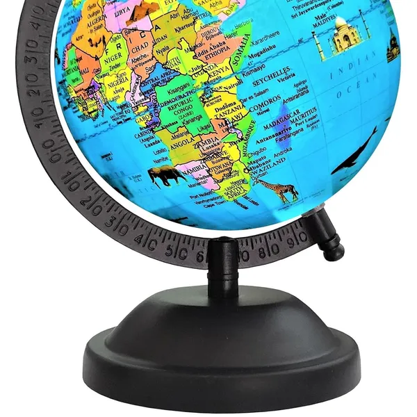 SEE_WORLD_-_Black_Metallic_Steel_Arc_And_Base_Globe_|_8_Inch_Height,_5_Inch_Diameter_|_Multicolor_Monuments_Map,_Ocean_For_Kids_School_College_Home_Offices