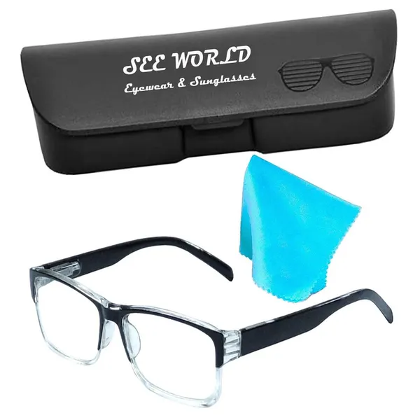 See_World_-_BLACK_Full_Rim_Frame_Reading_Eye_Glasses_With_Hard_Case_&_Cleaning_Cloth