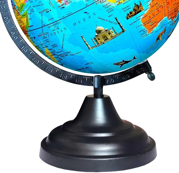SEE_WORLD_-_Black_Globe_|_12_Inch_Height,_8_Inch_Diameter_(Medium_Size)|_Metallic_Decorative,_Multicolor_Monuments_Map,_Blue_Ocean,_Showpiece_For_Kids_School_College_Home_Offices
