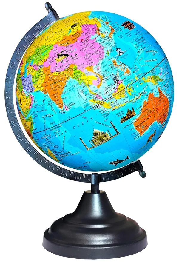SEE_WORLD_-_Black_Globe_|_12_Inch_Height,_8_Inch_Diameter_(Medium_Size)|_Metallic_Decorative,_Multicolor_Monuments_Map,_Blue_Ocean,_Showpiece_For_Kids_School_College_Home_Offices