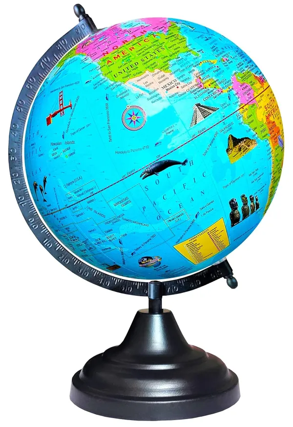 SEE_WORLD_-_Black_Globe_|_12_Inch_Height,_8_Inch_Diameter_(Medium_Size)|_Metallic_Decorative,_Multicolor_Monuments_Map,_Blue_Ocean,_Showpiece_For_Kids_School_College_Home_Offices