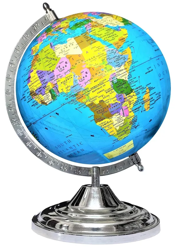 SEE_WORLD_-_Steel_Metallic_Silver_Steel_Chrome_Arc_And_Base_Globe_|_13_Inch_Height,_10_Inch_Diameter_(Big_Size)_|_Multicolor_Map,_Blue_Ocean_For_Kids_School_College_Home_Offices