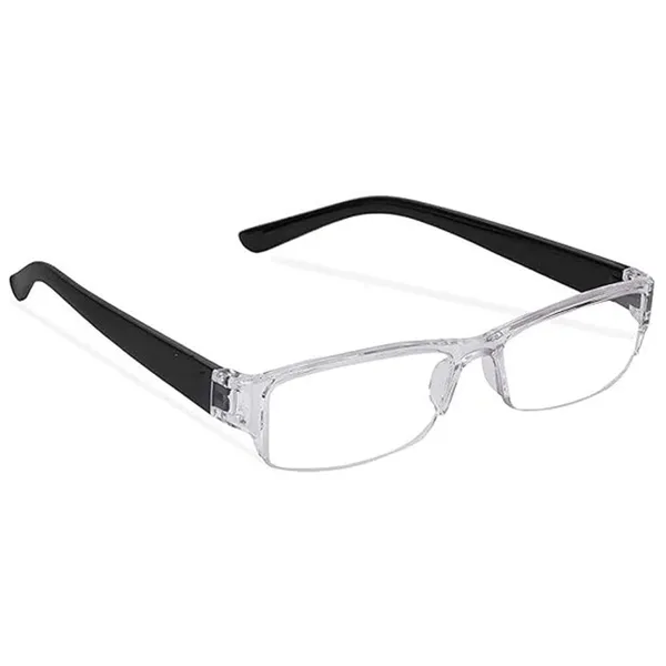 See_World_-_BLACK_Half_Rim_Transparent_Frame,_Reading_Eyeglasses_With_Transparent_Case_And_Cleaning_Cloth