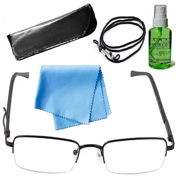 See_World_-_BLACK_Half_Rim_Metal_Frame_With_Pen_Clip_Spring_Hinges_Reading_Eye_Glasses_With_Eye_Protection,_Soft_Cover,_Cleaning_Spray,_Cleaning_Cloth_&_Dori